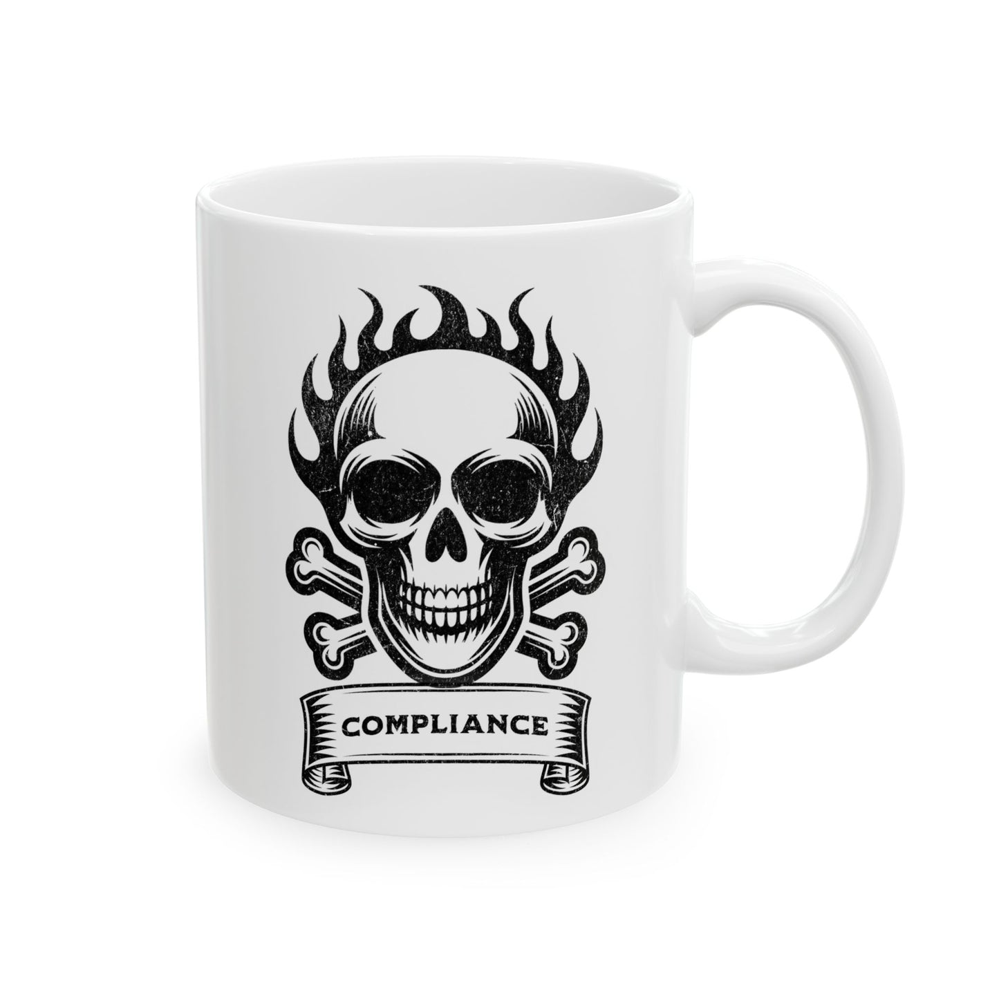 Compliance Mug Black & White Ceramic Mug, (11oz, 15oz)