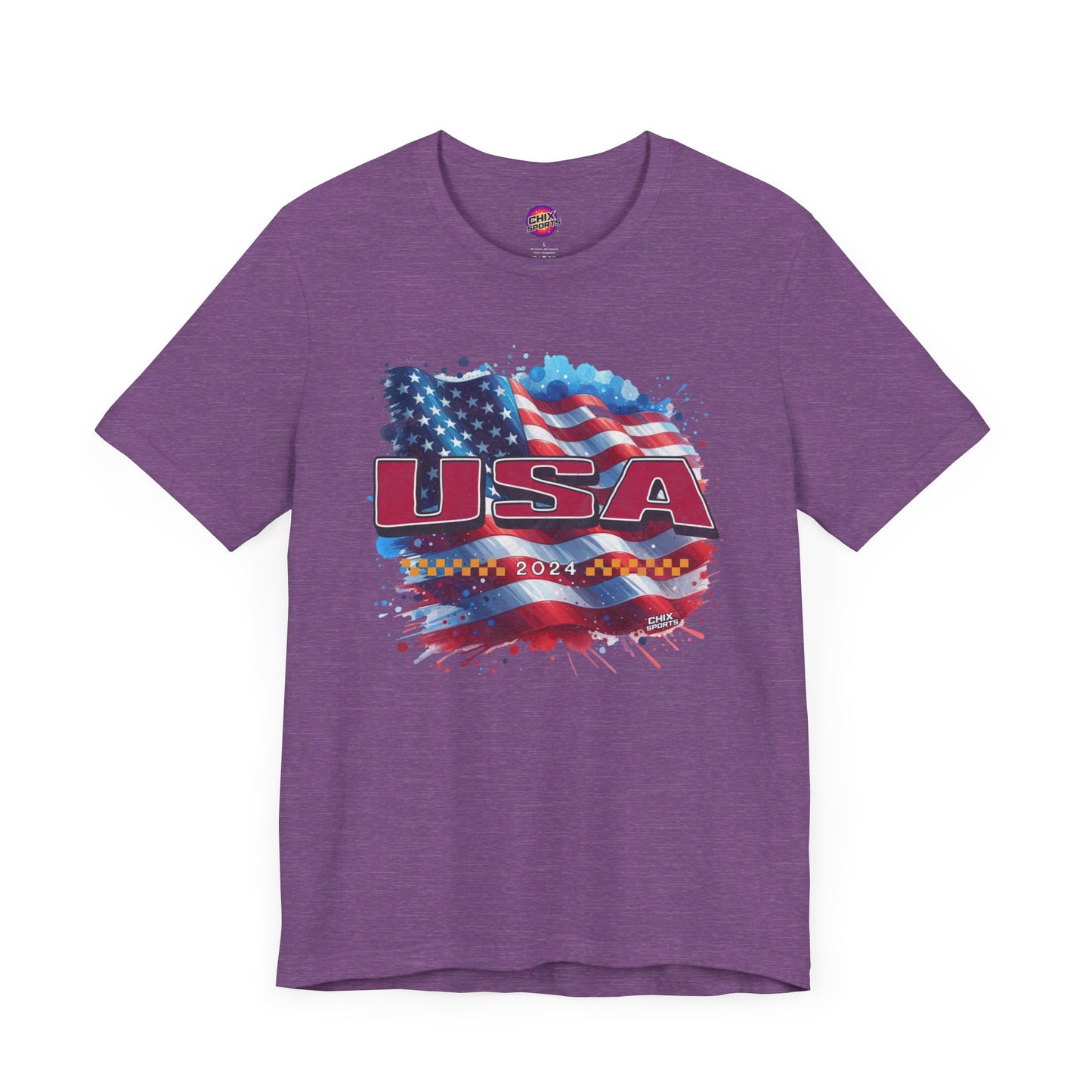 Classic American Flag Red White and Blue Poly Blend Soft Style T-shirt Red USA