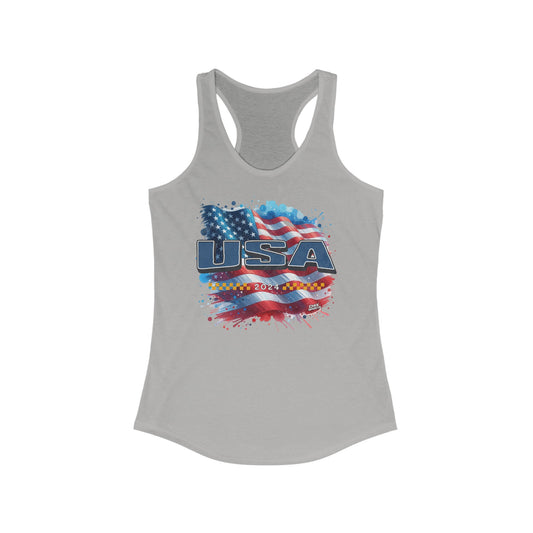 Classic American Flag Red White and Blue Women's Racerback Tank Blue USA