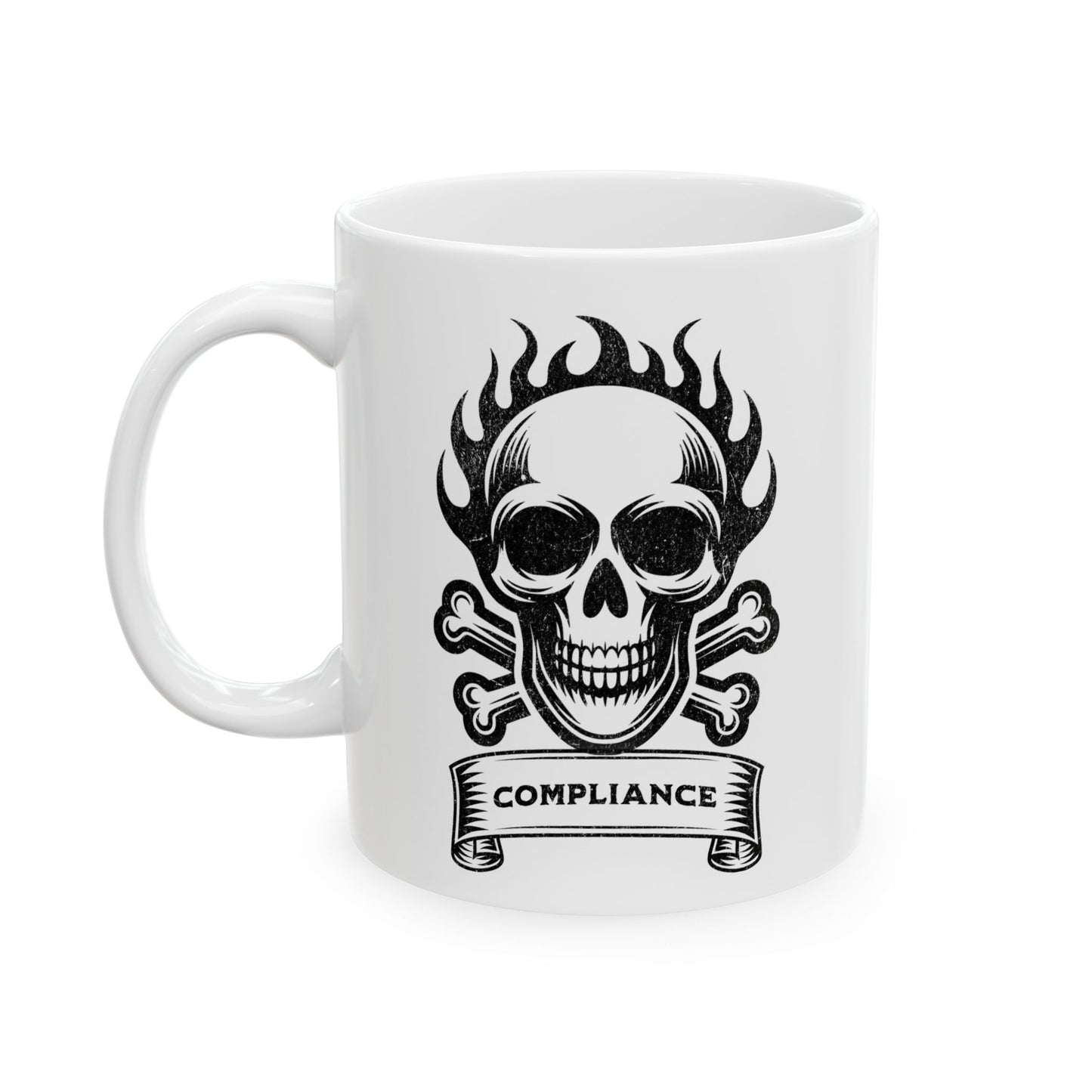 Compliance Mug Black & White Ceramic Mug, (11oz, 15oz)