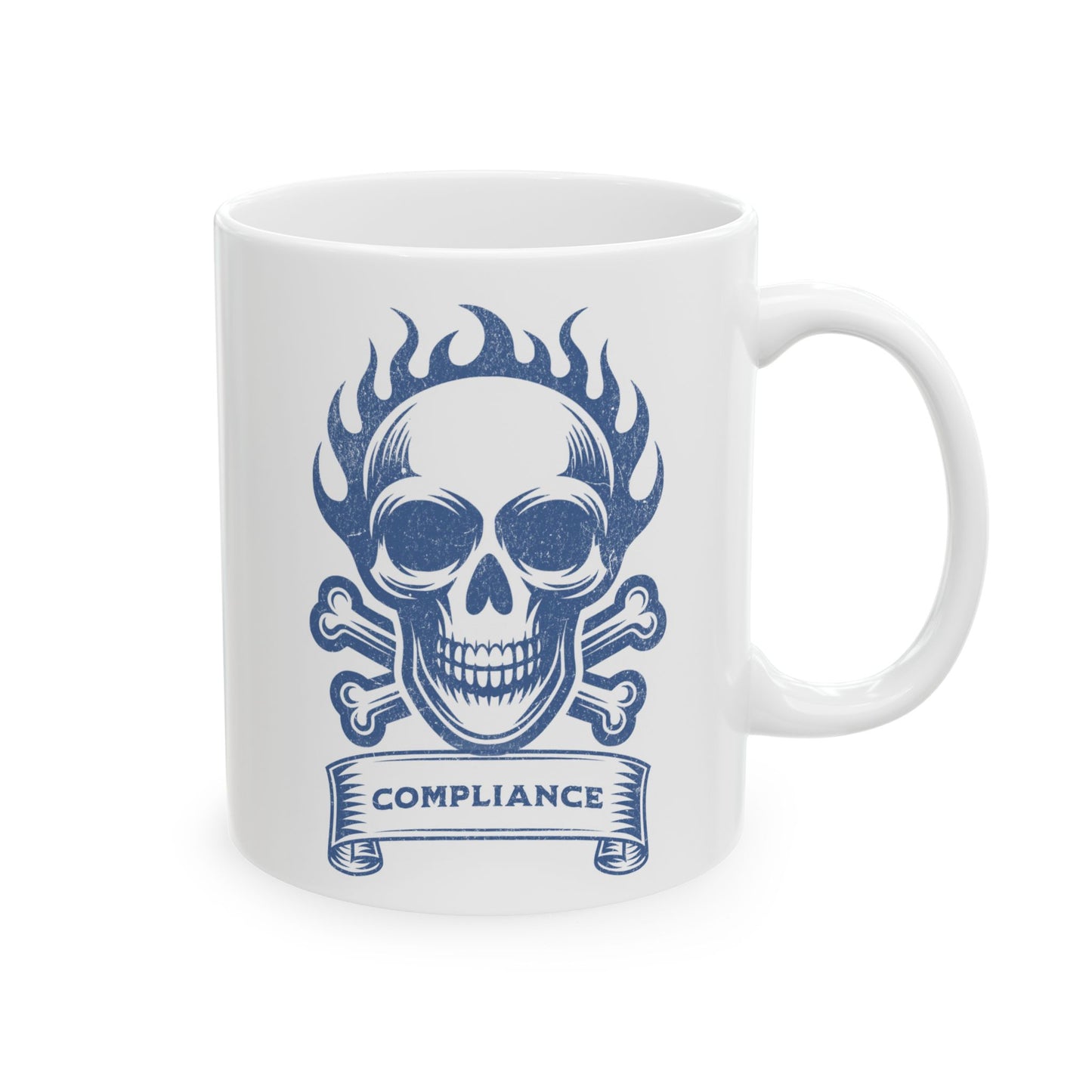 Compliance Mug Blue & White Ceramic Mug, (11oz, 15oz)