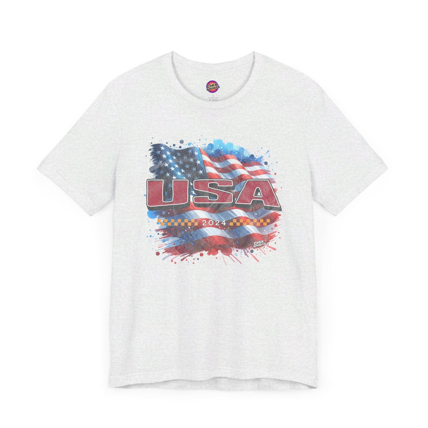 Classic American Flag Red White and Blue Poly Blend Soft Style T-shirt Red USA