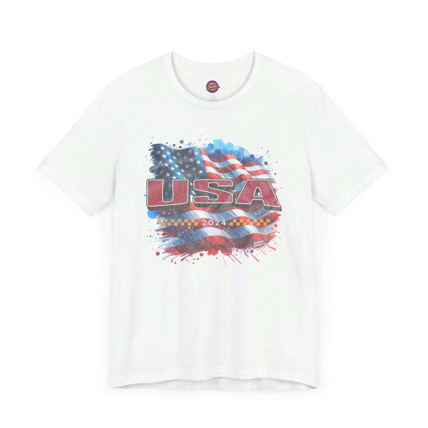 Classic American Flag Red White and Blue Poly Blend Soft Style T-shirt Red USA