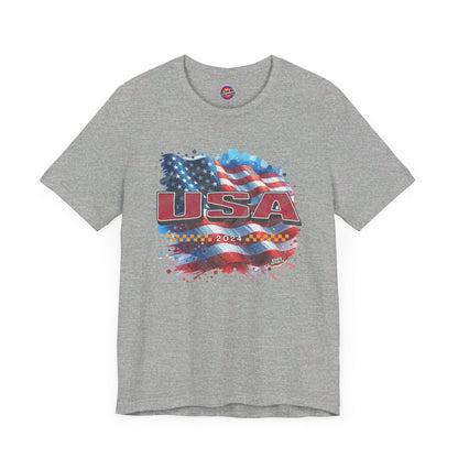 Classic American Flag Red White and Blue Poly Blend Soft Style T-shirt Red USA