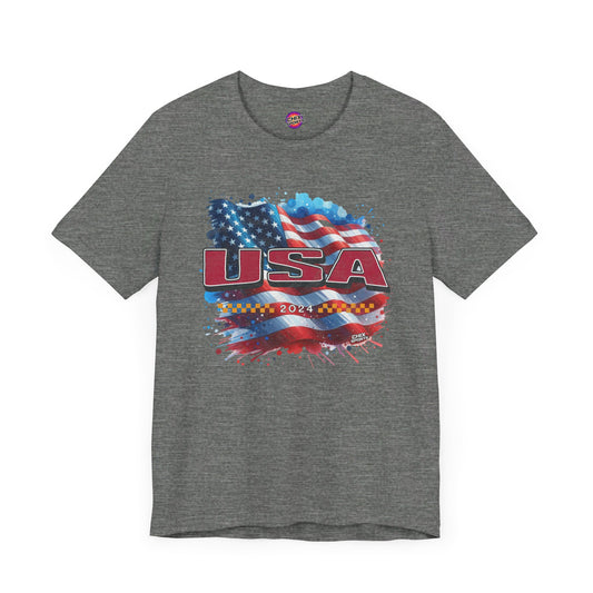 Classic American Flag Red White and Blue Poly Blend Soft Style T-shirt Red USA