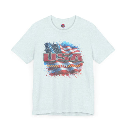 Classic American Flag Red White and Blue Poly Blend Soft Style T-shirt Red USA