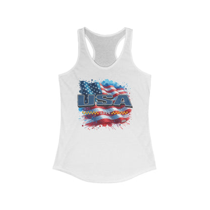 Classic American Flag Red White and Blue Women's Racerback Tank Blue USA