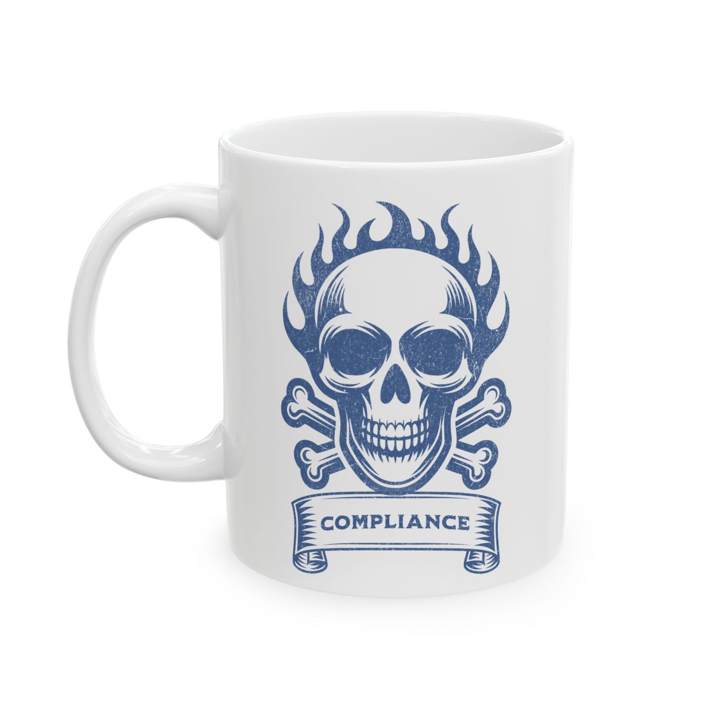 Compliance Mug Blue & White Ceramic Mug, (11oz, 15oz)