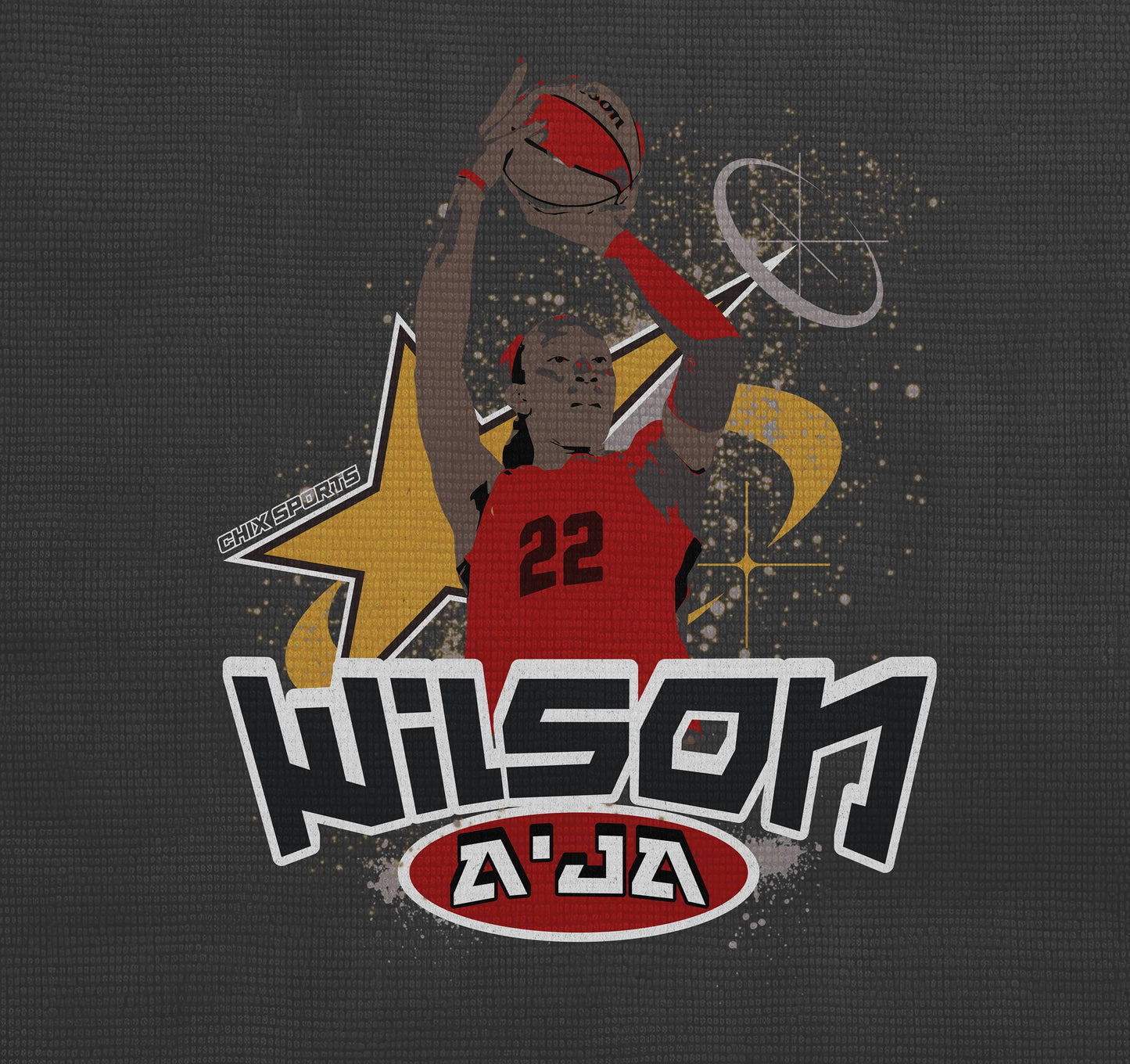 A'ja Wilson Fleece Unisex Sweats Red Logo in Dark Mode