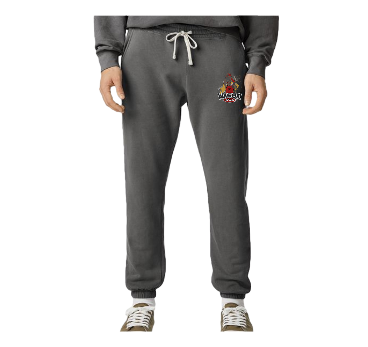 A'ja Wilson Fleece Unisex Sweats Red Logo in Dark Mode