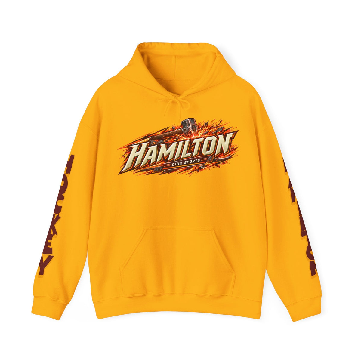 Abby Hustler Hamilton Expansion Unisex City Hoodie in Gold | Chix Sports