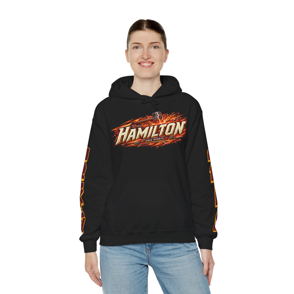 Abby Hustler Hamilton Expansion Unisex City Hoodie in Maroon | Chix Sports