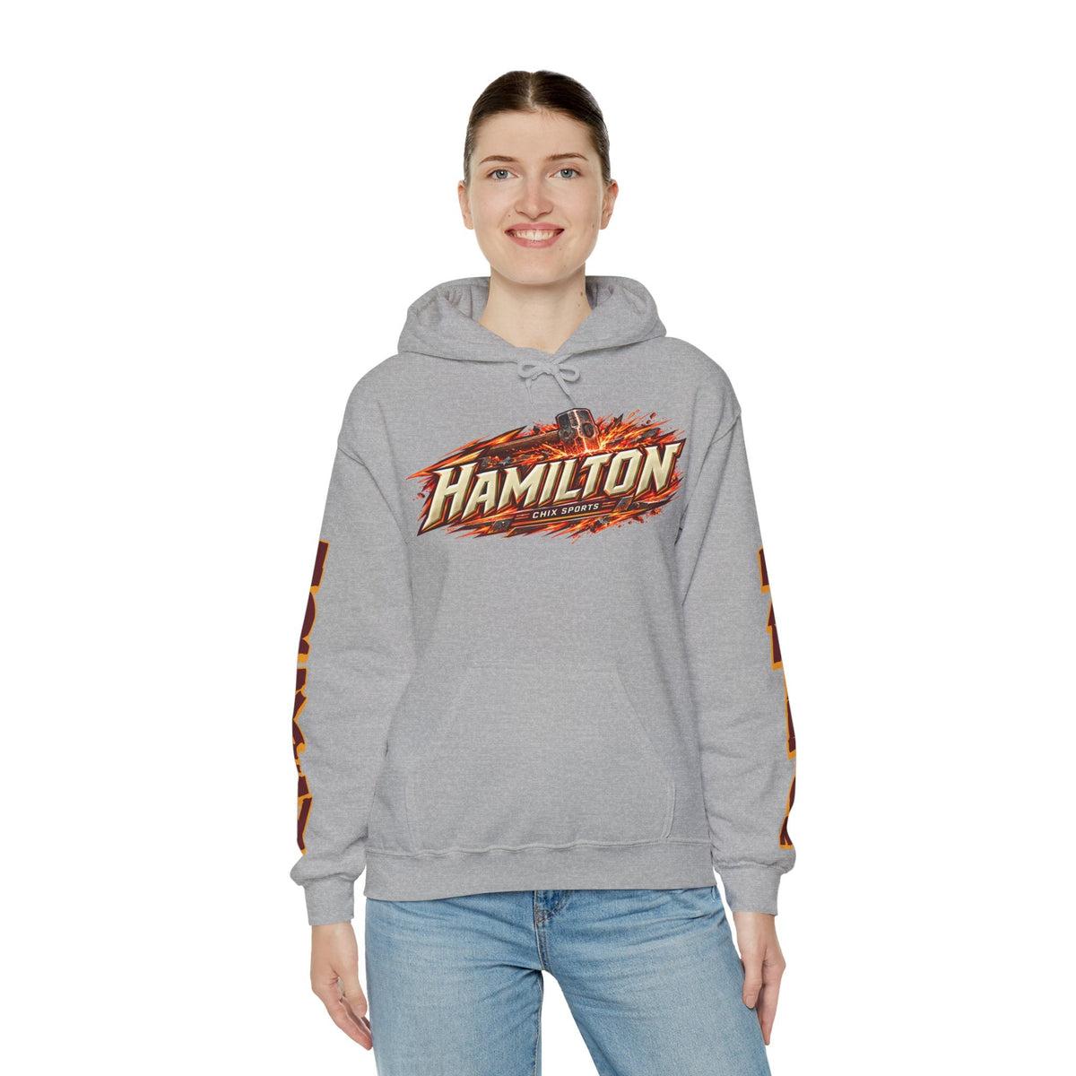Abby Hustler Hamilton Expansion Unisex City Hoodie in Maroon | Chix Sports
