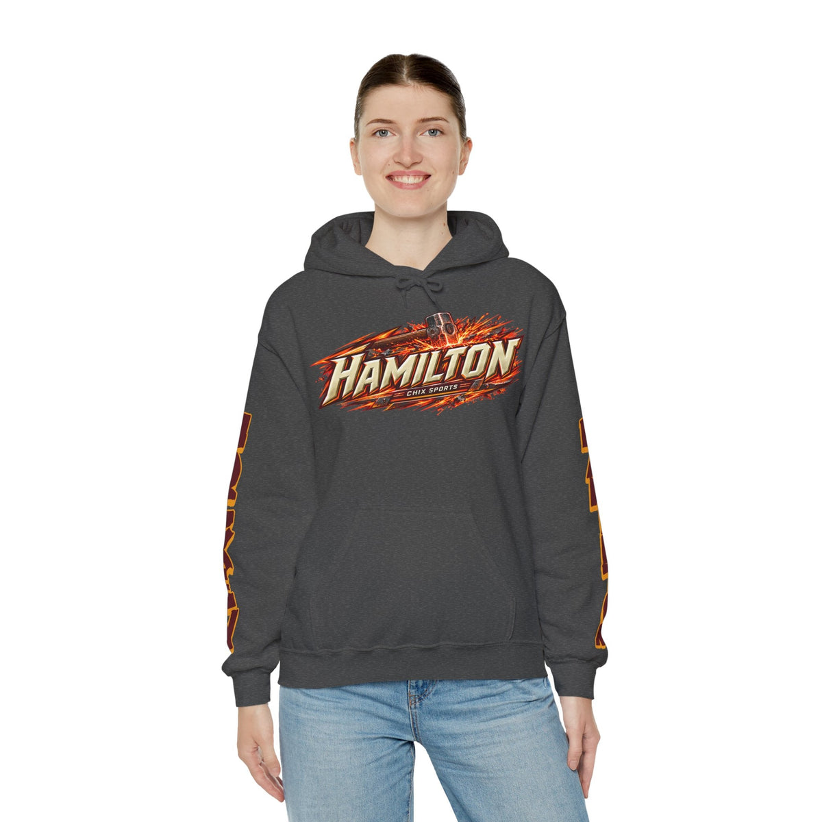 Abby Hustler Hamilton Expansion Unisex City Hoodie in Maroon | Chix Sports