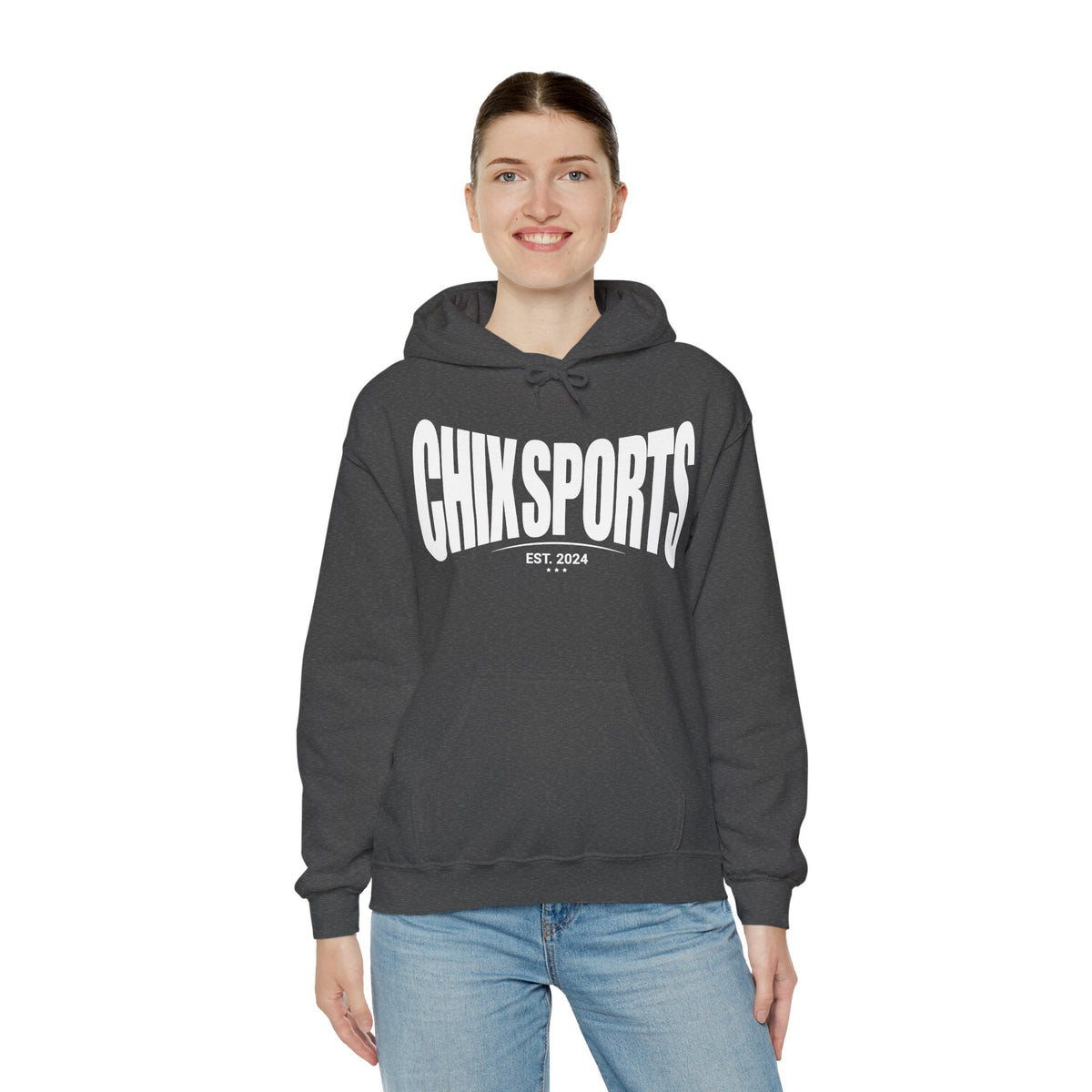 Chix Sports Apparel Unisex Hoodie in Dark Heather | Chix Sports
