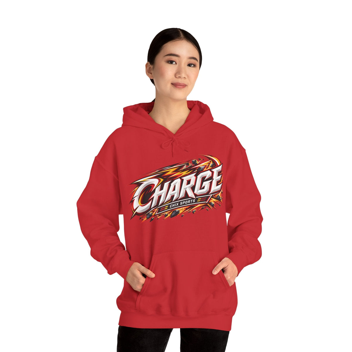 Fanuza Kadirova Charge Unisex Power Hoodie in Red | Chix Sports