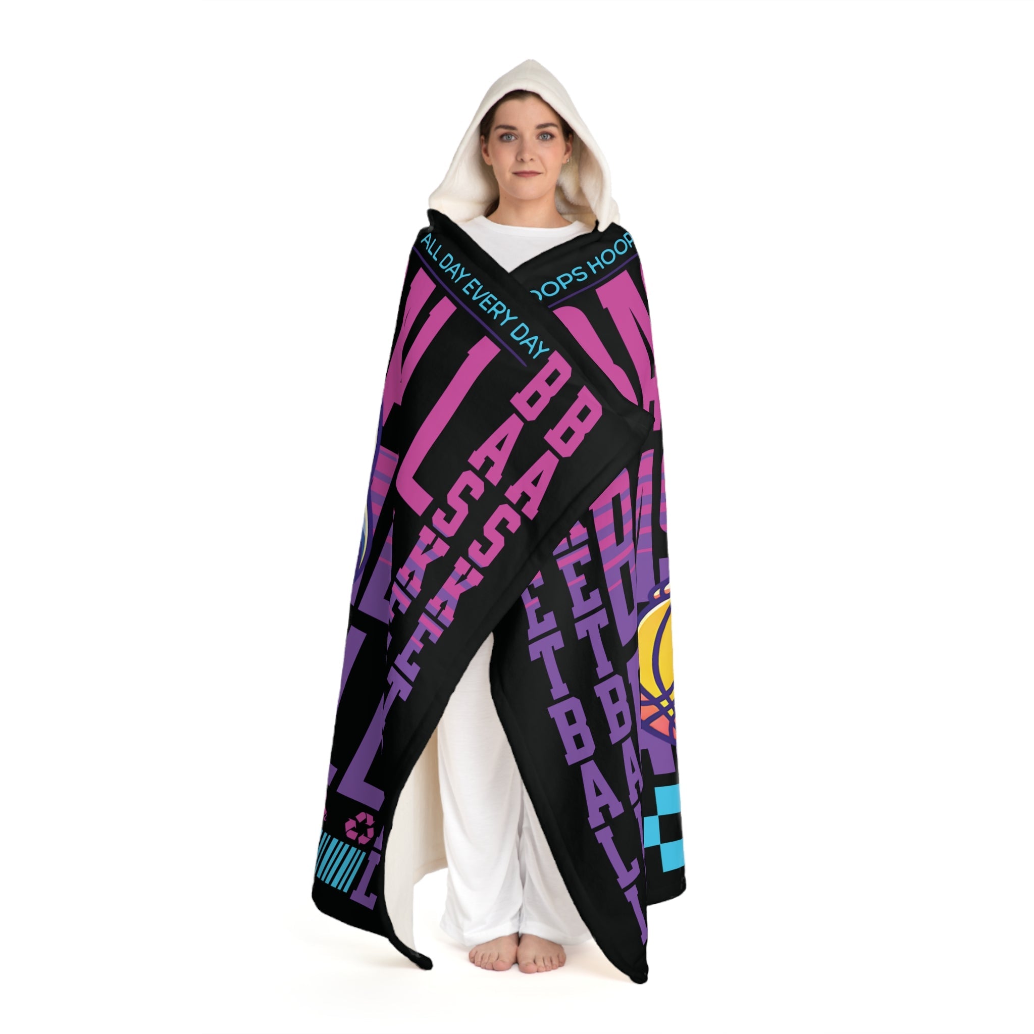 Girl's Basketball Anime Print Hooded Sherpa Fleece Blanket | Chix Sports