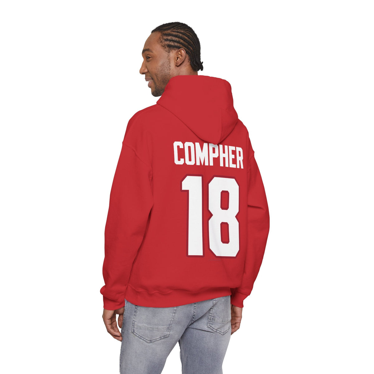 Jesse Compher Detroit Hockey Club Unisex Moto Hoodie in Red | Chix Sports