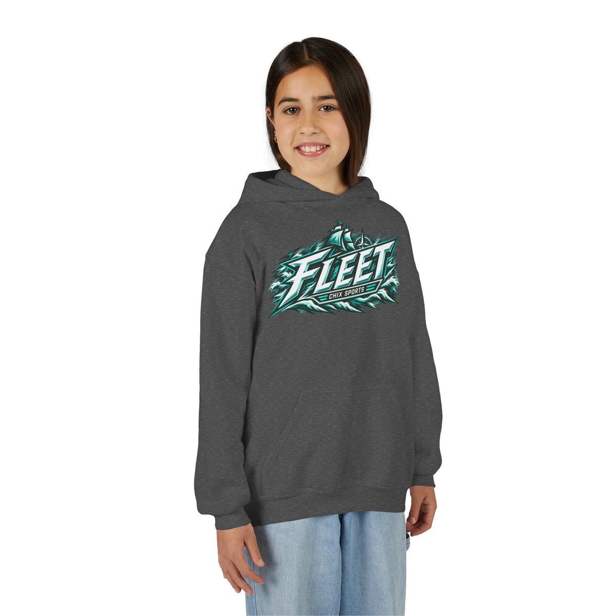 Kids Fleet Hockey Heavy Hoodie in Heliconia | Chix Sports