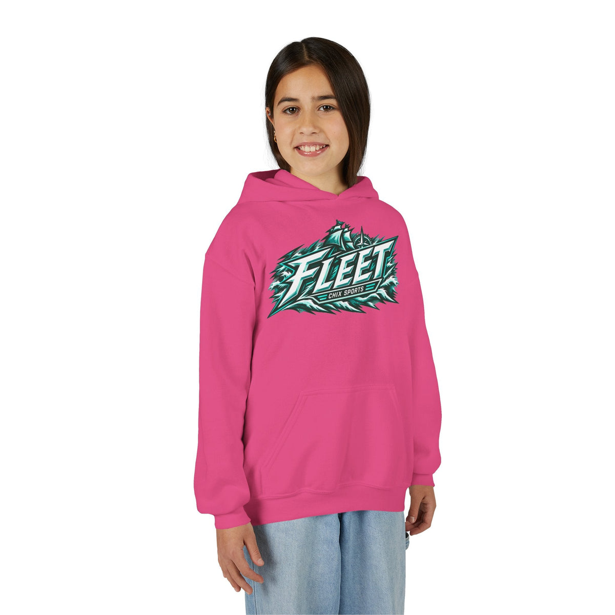 Kids Fleet Hockey Heavy Hoodie in Heliconia | Chix Sports