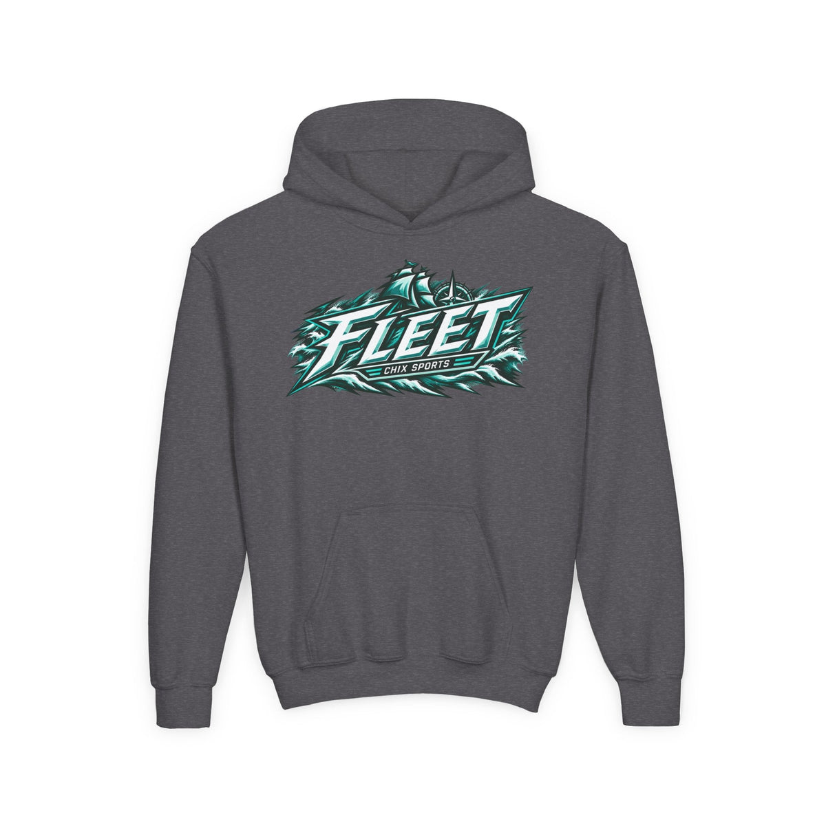 Kids Fleet Hockey Heavy Hoodie in Dark Heather | Chix Sports