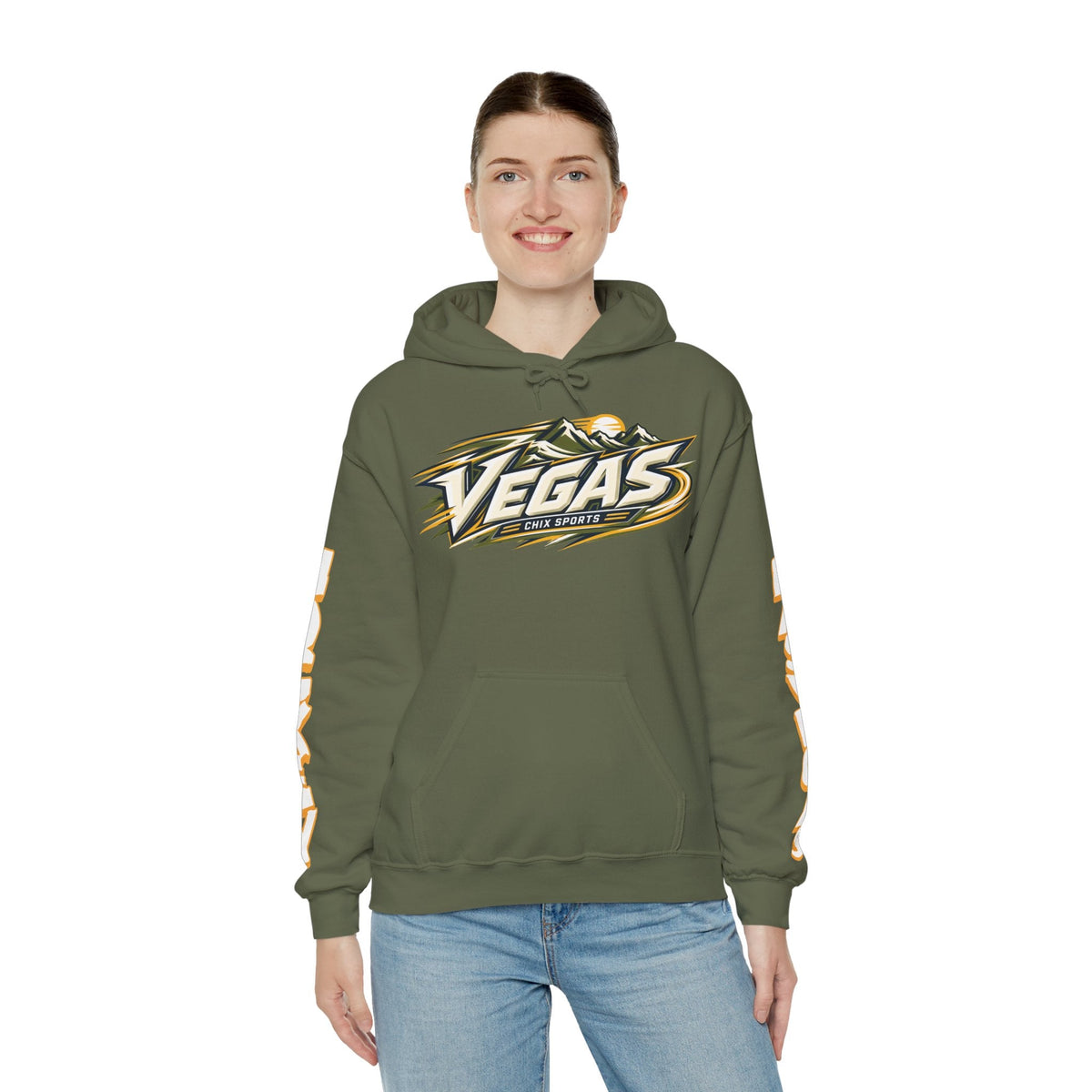Lacey Eden Las Vegas Women's Hockey Unisex Hoodie in Military Green | Chix Sports