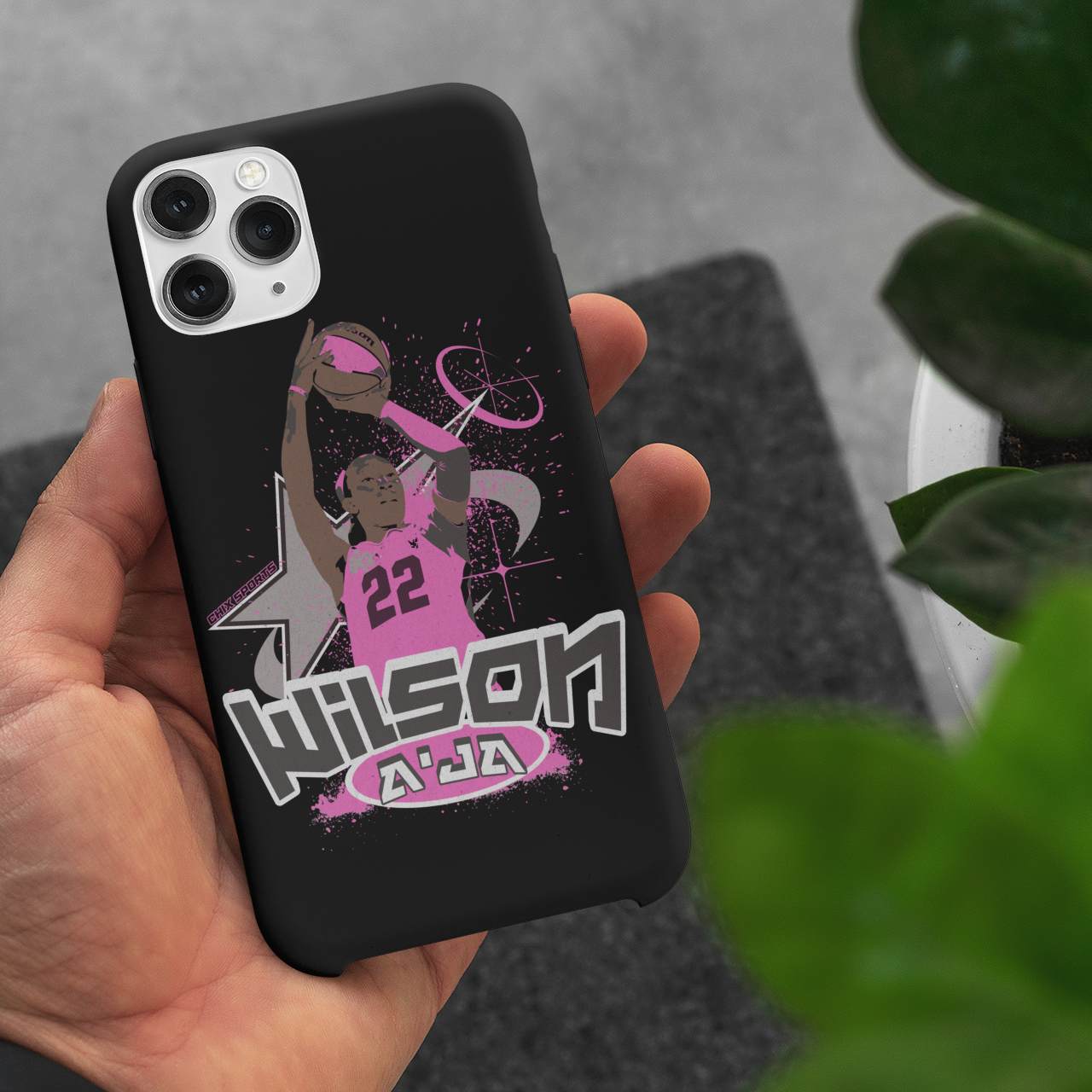 A'ja Wilson Black/Pink MagSafe iPhone14/iPhone15 Case