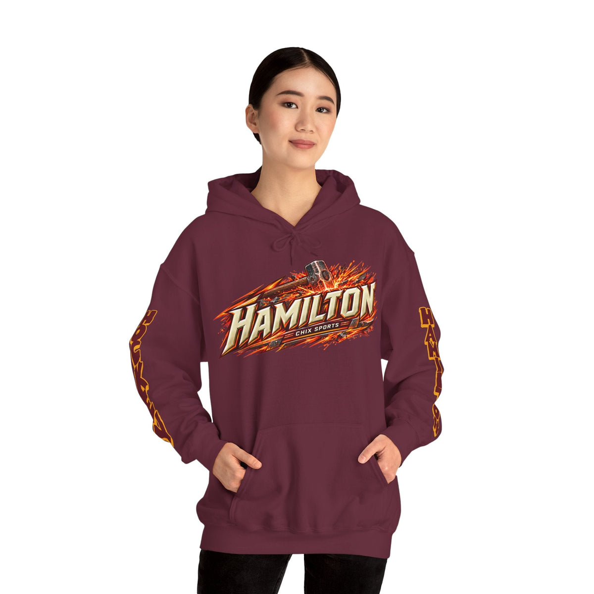 Nicole Gosling Hamilton Expansion Unisex City Hoodie in Maroon | Chix Sports