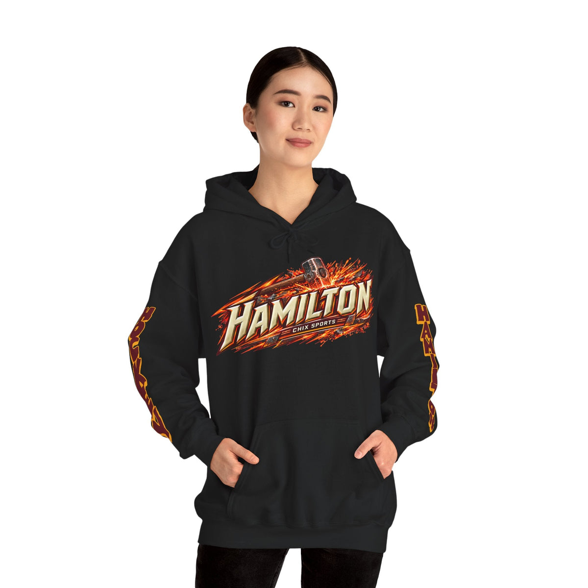 Nicole Gosling Hamilton Expansion Unisex City Hoodie in Maroon | Chix Sports
