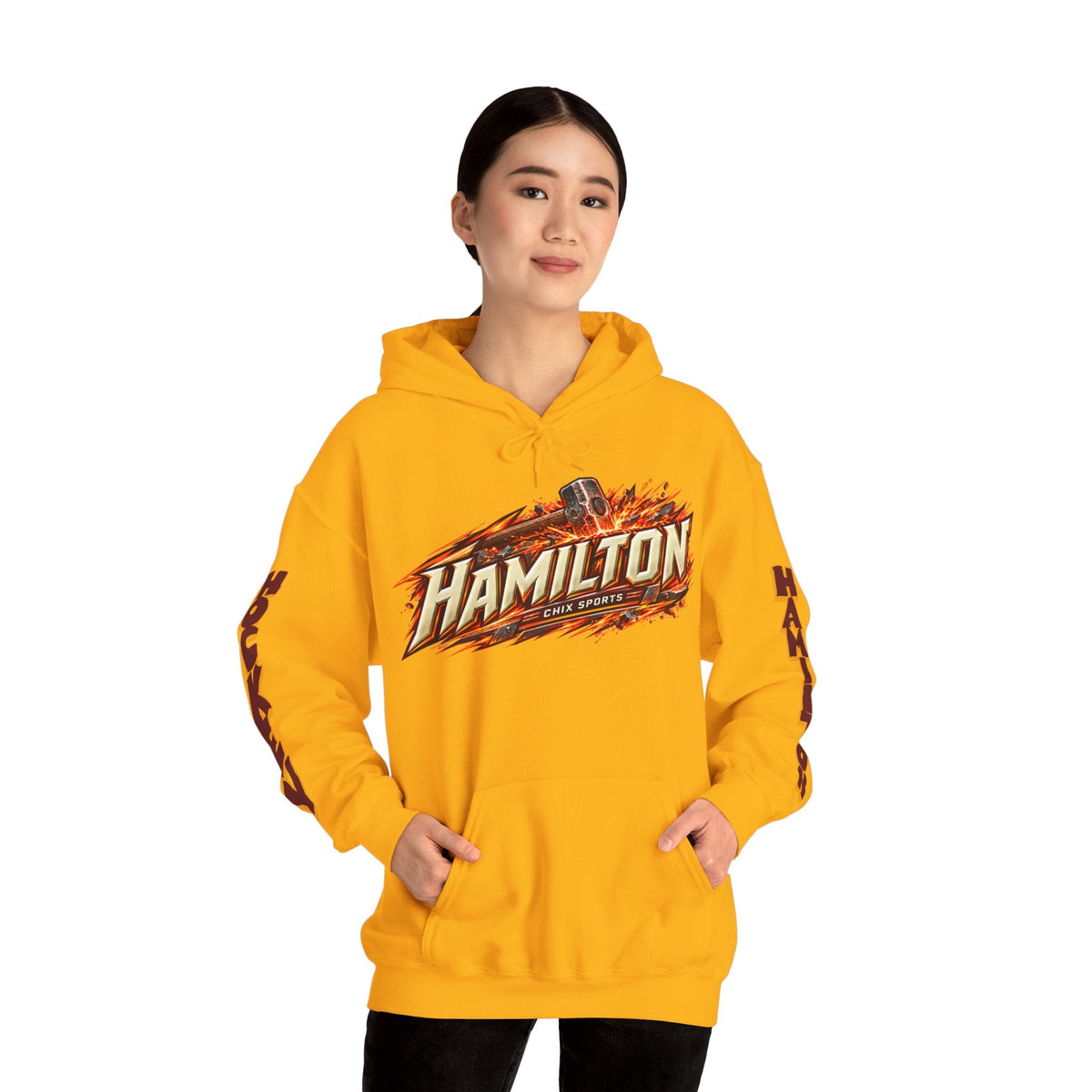 Nicole Gosling Hamilton Expansion Unisex City Hoodie in Maroon | Chix Sports