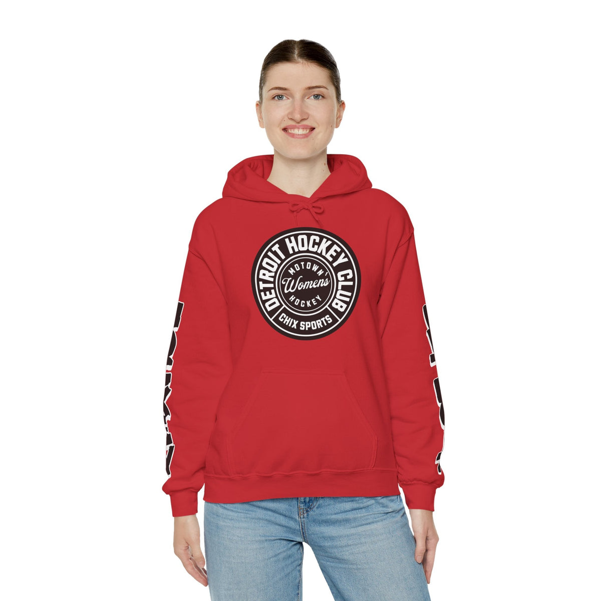 Sydney Bard Detroit Hockey Club Unisex Hoodie in Red | Chix Sports